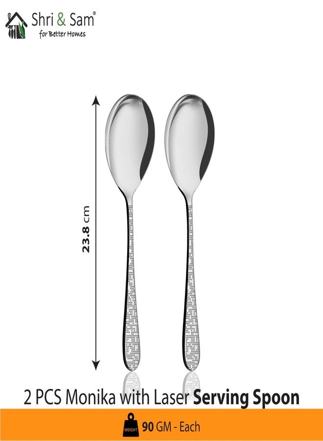 Shri & Sam Stainless Steel Monika with Laser Serving Spoon,2 Pieces - Image 2